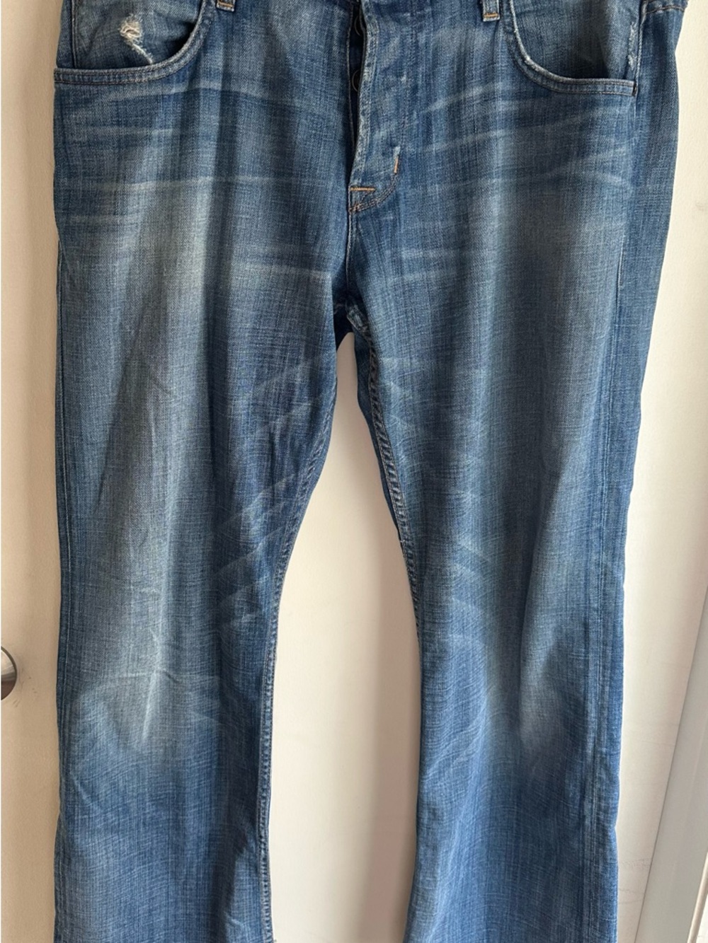 Hudson Jeans Men’s 33x32 Bootcut Distressed Button Fly Made In USA Denim